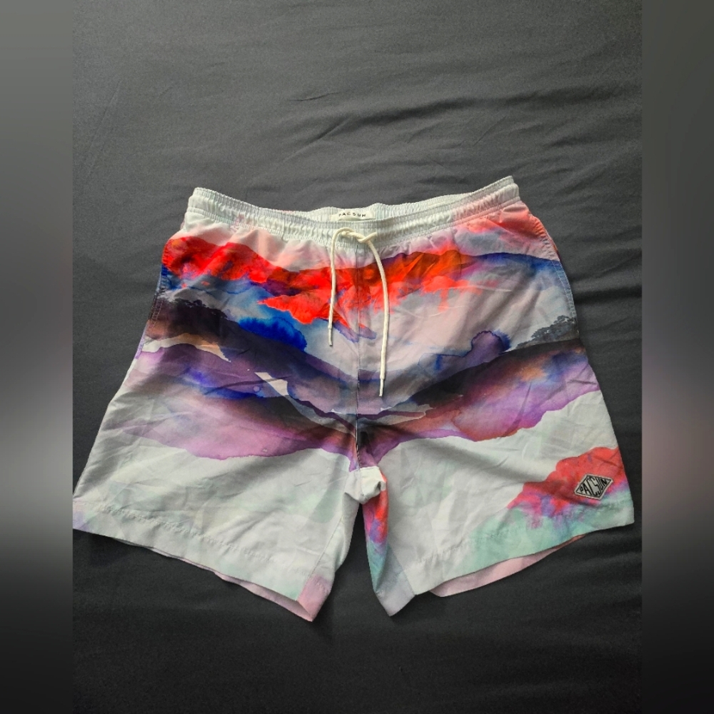 Pacsun Colorful Abstract Swim Shorts